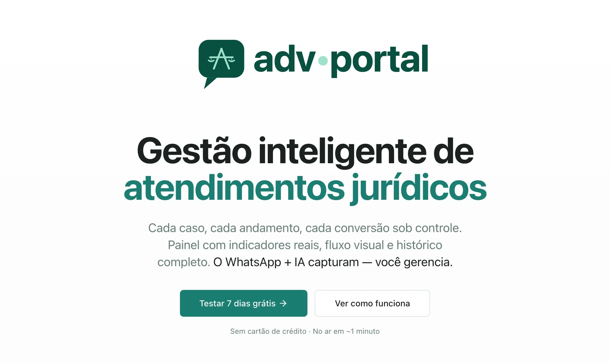 Página do Adv Portal: gestão inteligente de atendimentos jurídicos